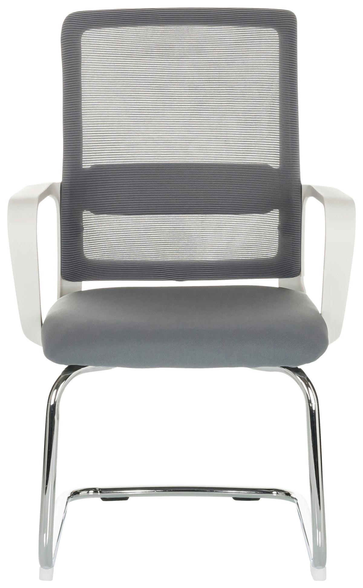 Besucherstuhl Visiter W - Silberfarben/Weiß, Basics, Kunststoff/Textil (60/97-98/60cm) - MID.YOU