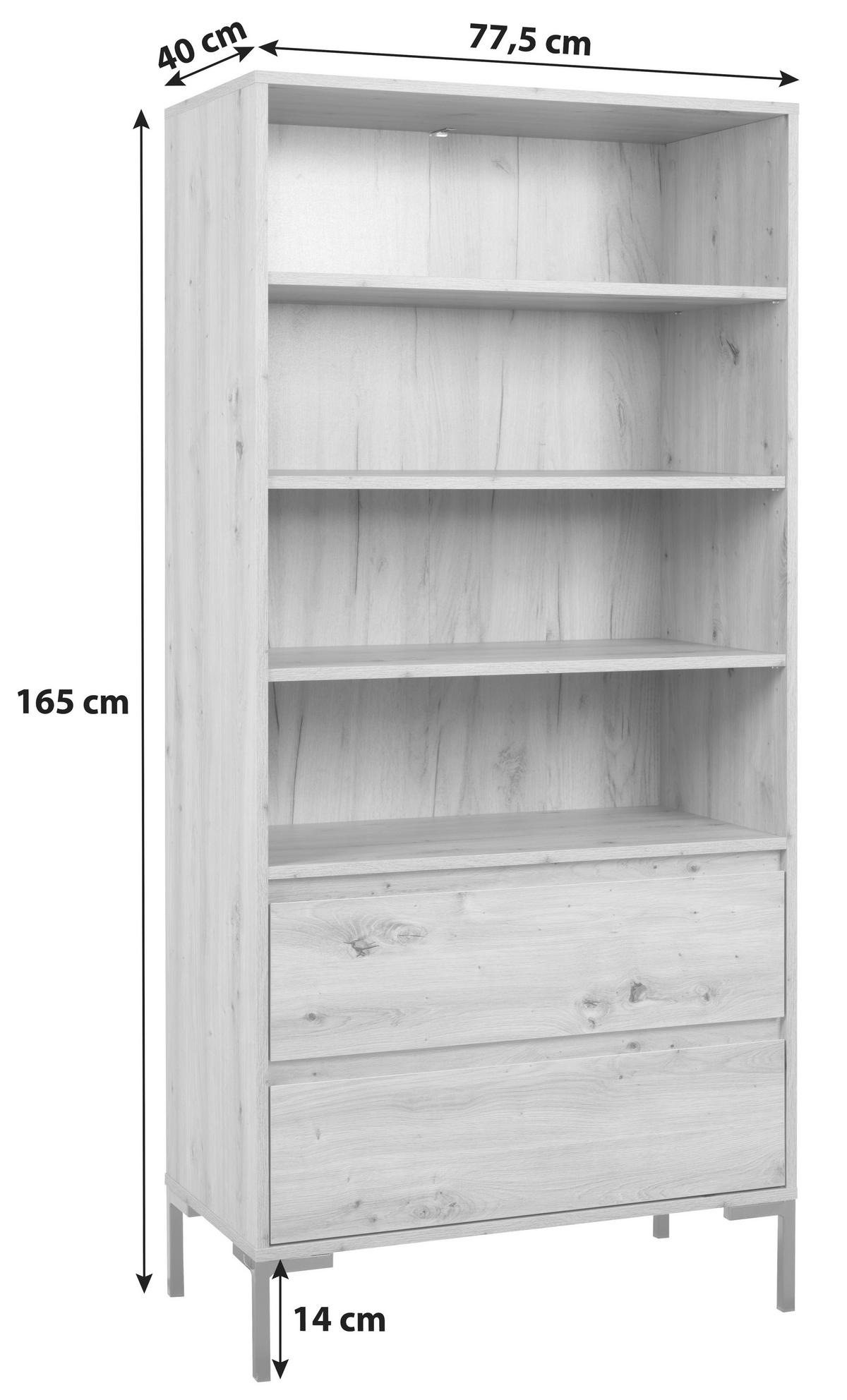 Regal mit Laden Korsika 77,5 cm Eichefarben - Schwarz/Eiche Artisan, LIFESTYLE, Holzwerkstoff (77,5/165/40cm) - MID.YOU