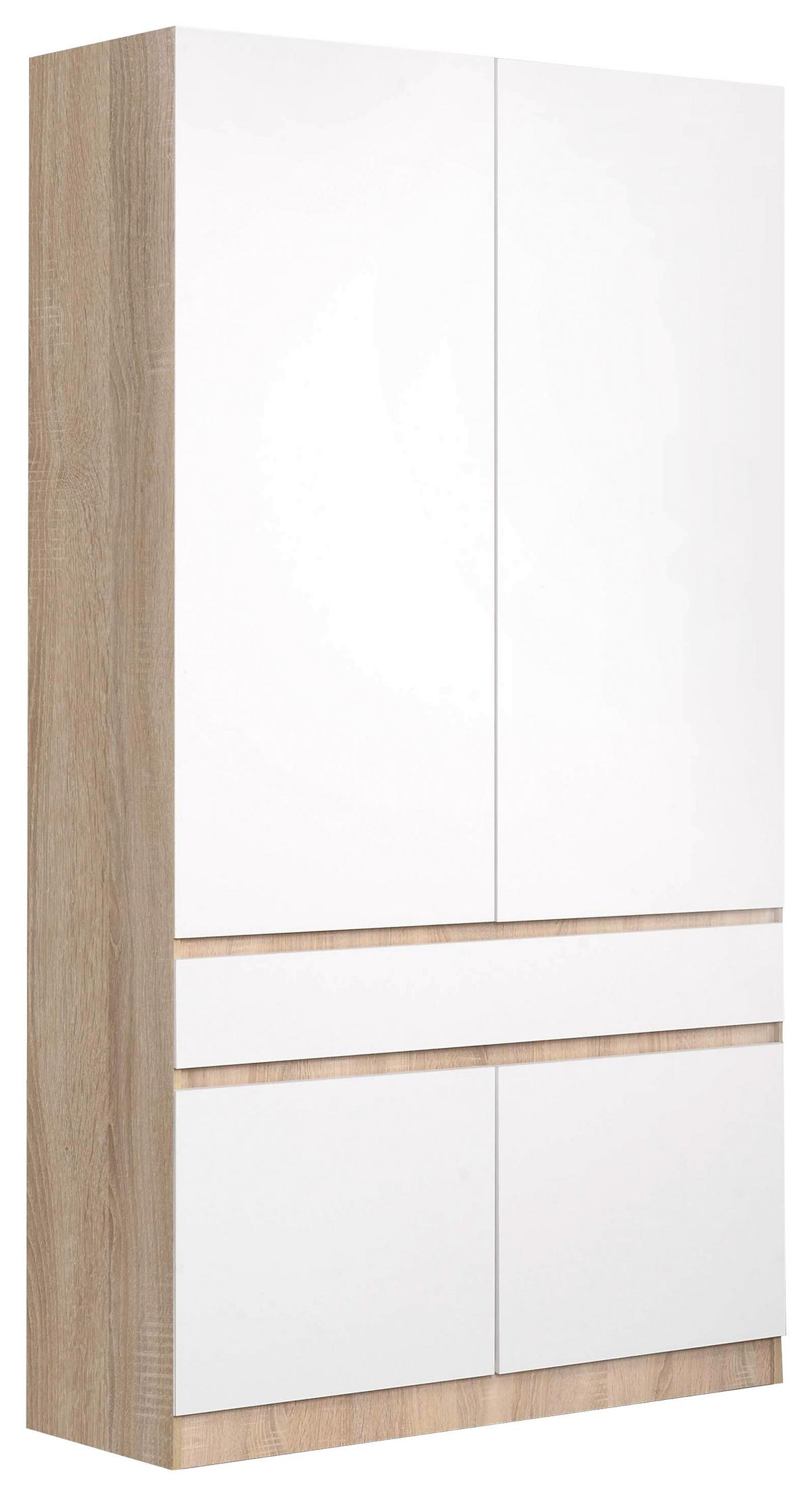 ŠATNÍ SKŘÍŇ S OTOČNÝMI DVEŘMI HERMES I - bílá/Sonoma dub, Basics, kompozitní dřevo (100/200/52cm)