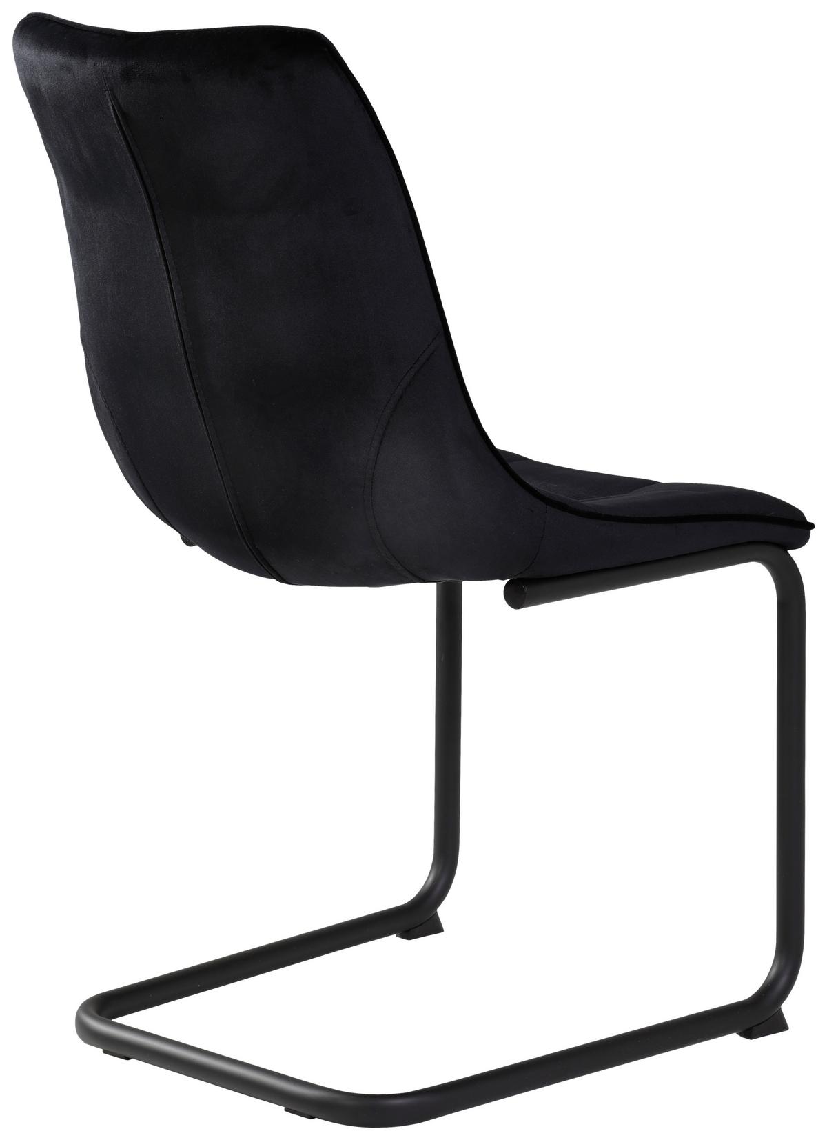 Schwingstuhl Jenny Samtbezug Schwarz Gepolstert - Schwarz, Basics, Textil/Metall (46/88/61,5cm) - MID.YOU