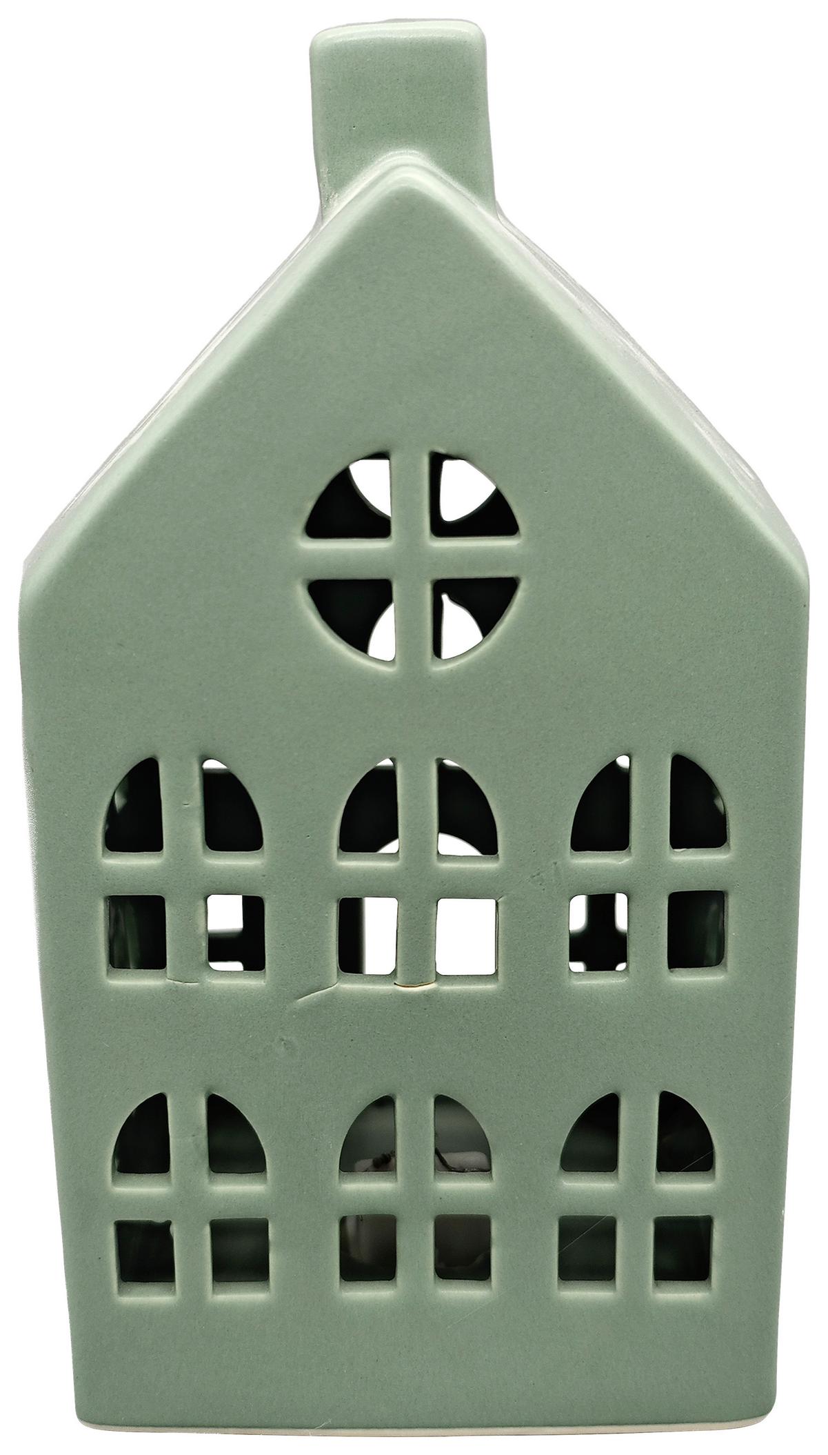 Dekoračn dům LED/teplá bílá - tmavě zelená, Konvenční, keramika (10,9/19,5/9,8cm) - Mömax