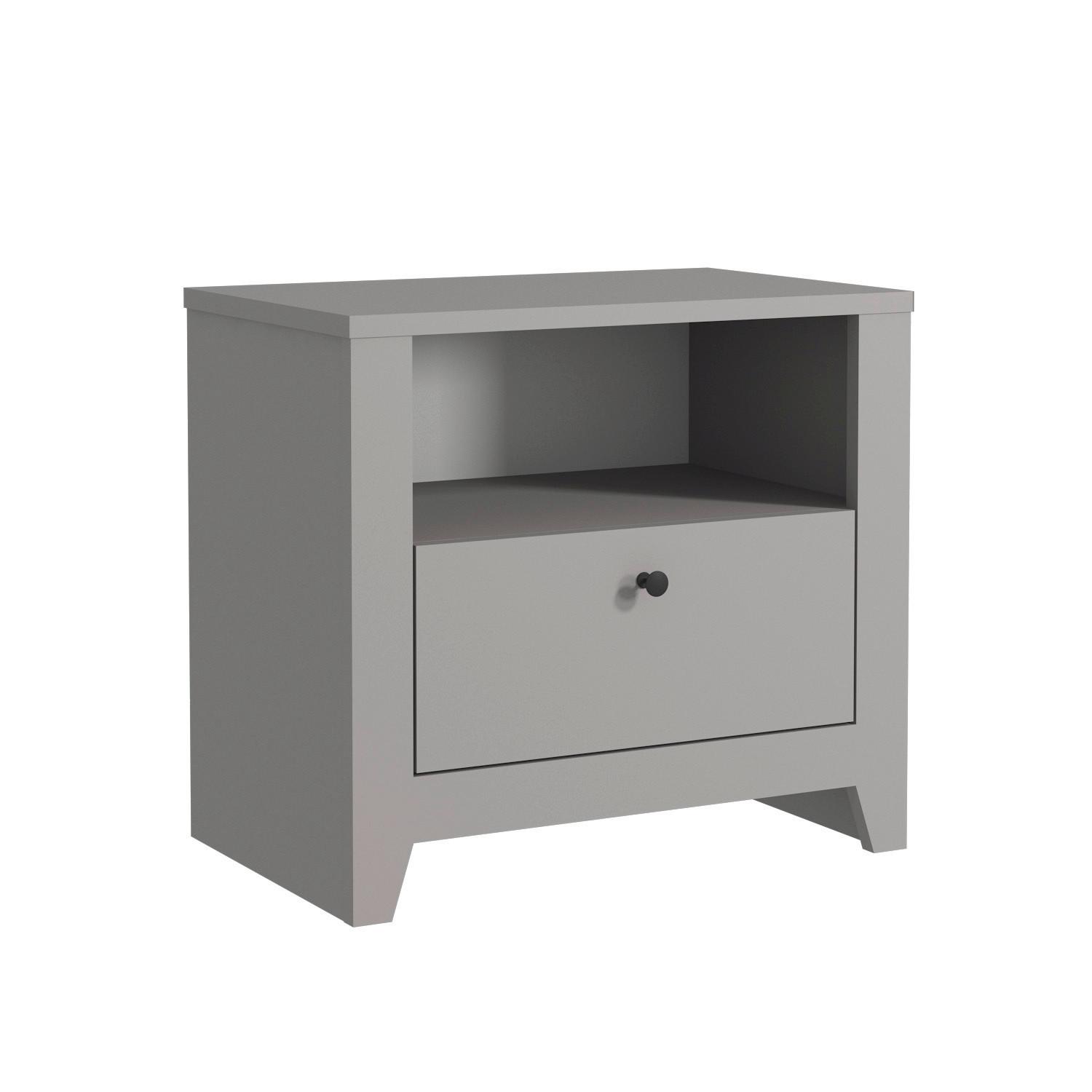 NACHTTISCH Bled Grau B: 55cm - Weiß/Grau, Design, Holzwerkstoff (55/35/50cm) - Livetastic