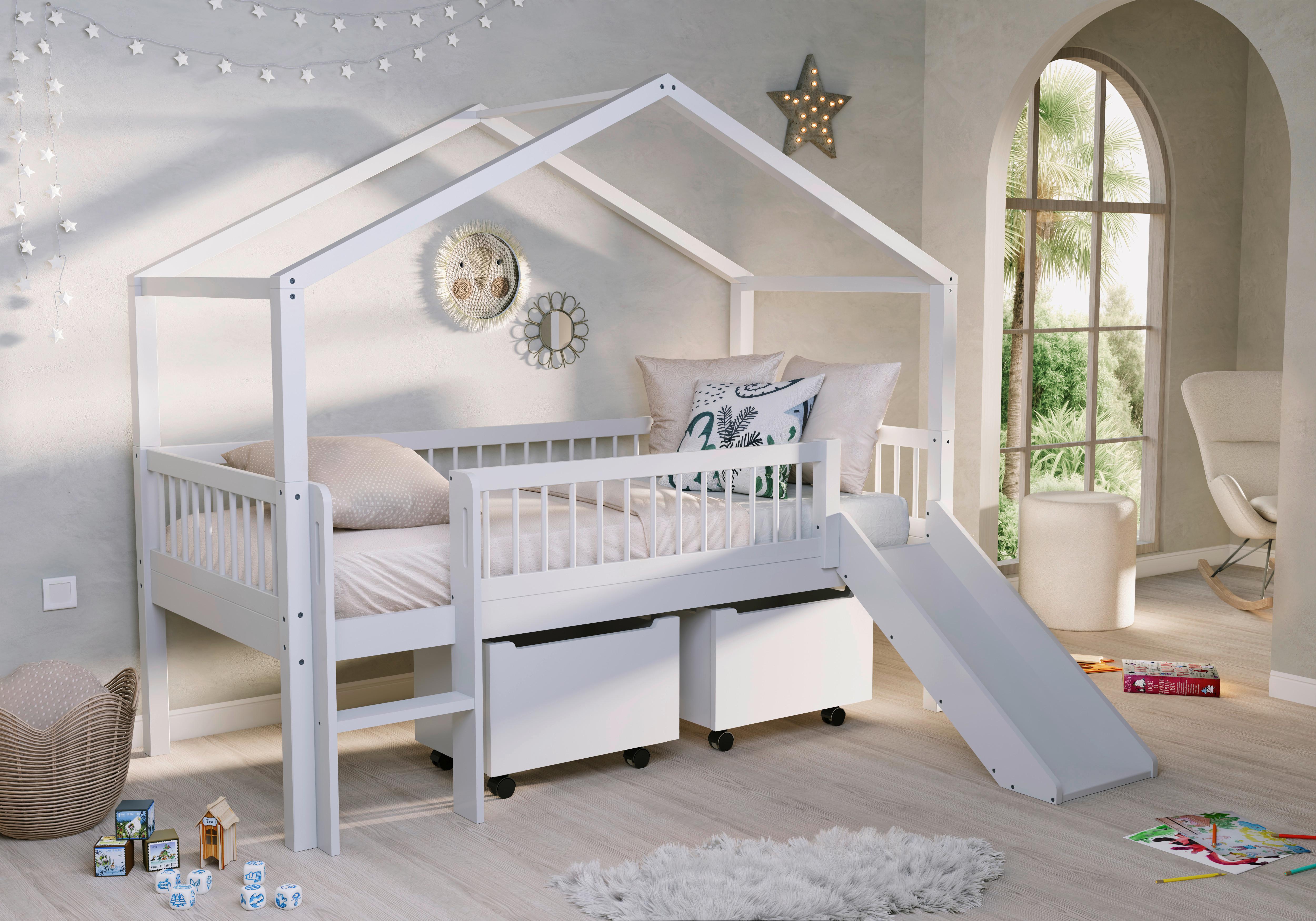 HAUSBETT Forrest Weiß 90x200cm - Weiß/Naturfarben, MODERN, Holz (90/200cm) - Vipack