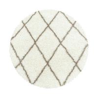 Hochflor Teppich Creme Alvor Rund Ø 120 cm - Creme, Basics, Textil (120cm)