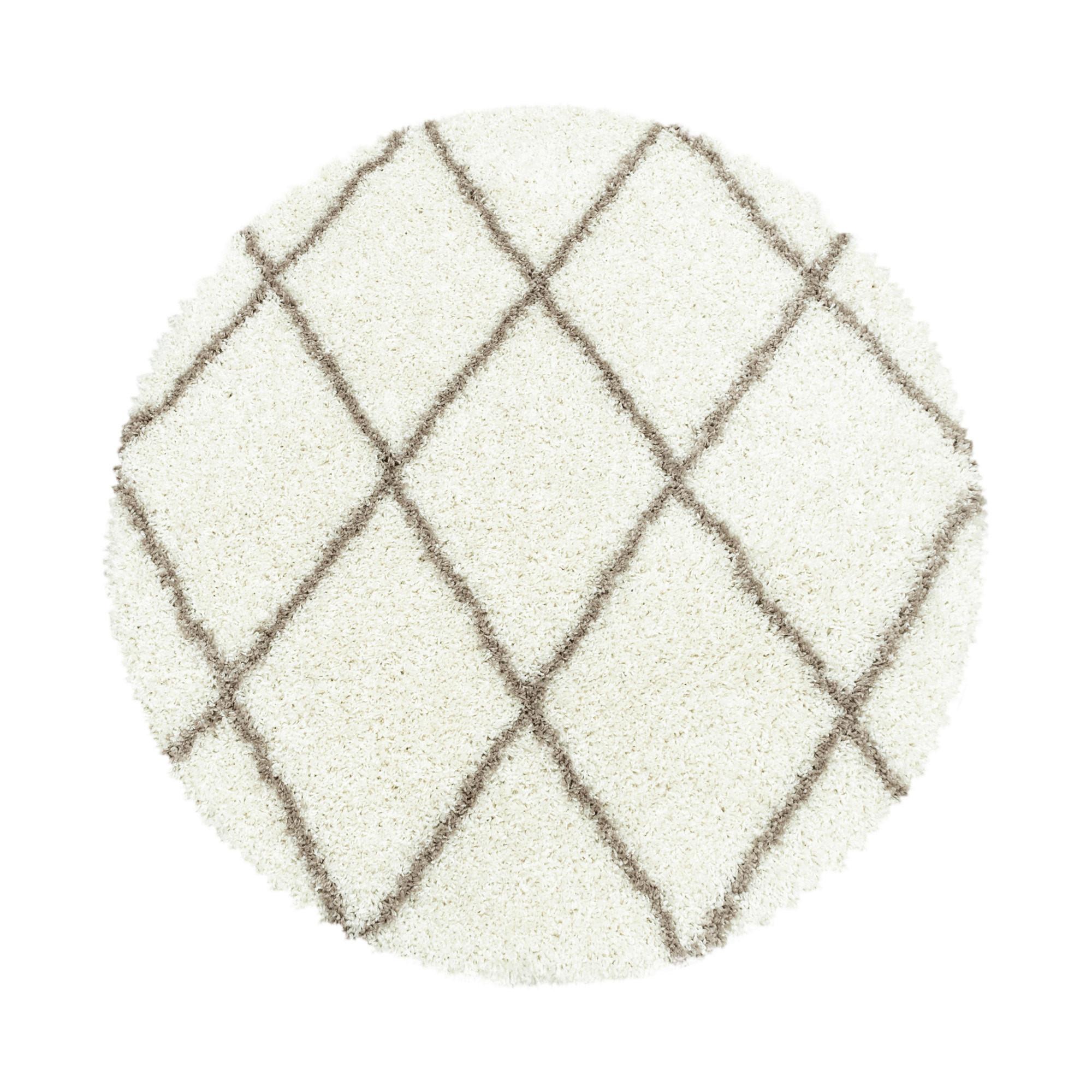 Hochflor Teppich Creme Alvor Rund ⌀ 160 cm