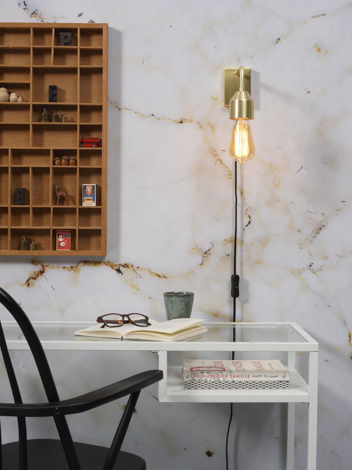 Wandleuchte Madrid 1-Flammig mit Schalter - Goldfarben, Design, Metall (7/14,7/20,3cm) - It's about Romi