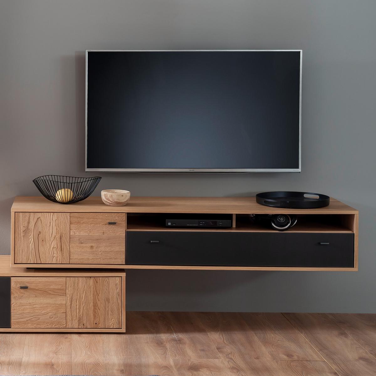 Wohnkombination teilmassiv 2tlg. Valencia Anthrazit/Eiche - Eiche Bianco/Anthrazit, Design, Glas/Holz (306/198/50cm) - MID.YOU