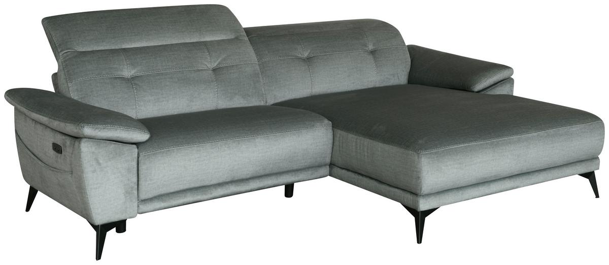 Ecksofa + Relaxfunktion Bonn Grau 262x170 cm - Schwarz/Grau, MODERN, Holz/Textil (262/79/170cm)