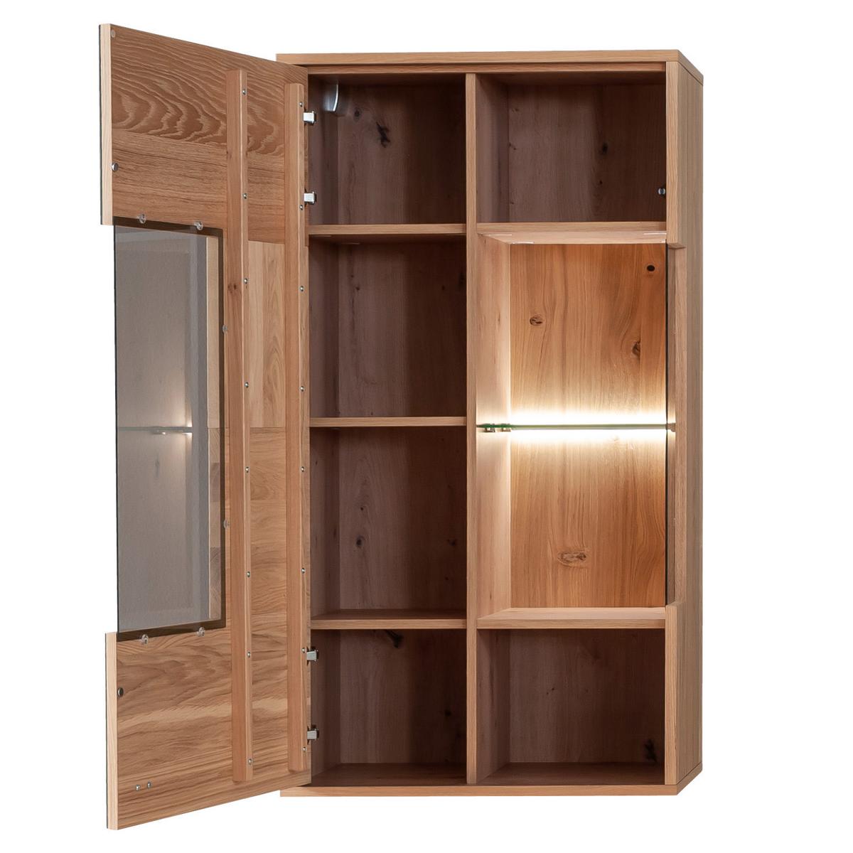 Wohnkombination teilmassiv 2tlg. Valencia Anthrazit/Eiche - Eiche Bianco/Anthrazit, Design, Glas/Holz (306/198/50cm) - MID.YOU