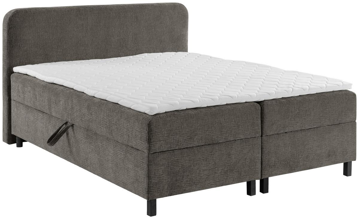 Boxbett Mit Topper & Bettkasten 180x200 Viva - Schwarz/Grau, MODERN, Holz/Kunststoff (180/200cm) - MID.YOU