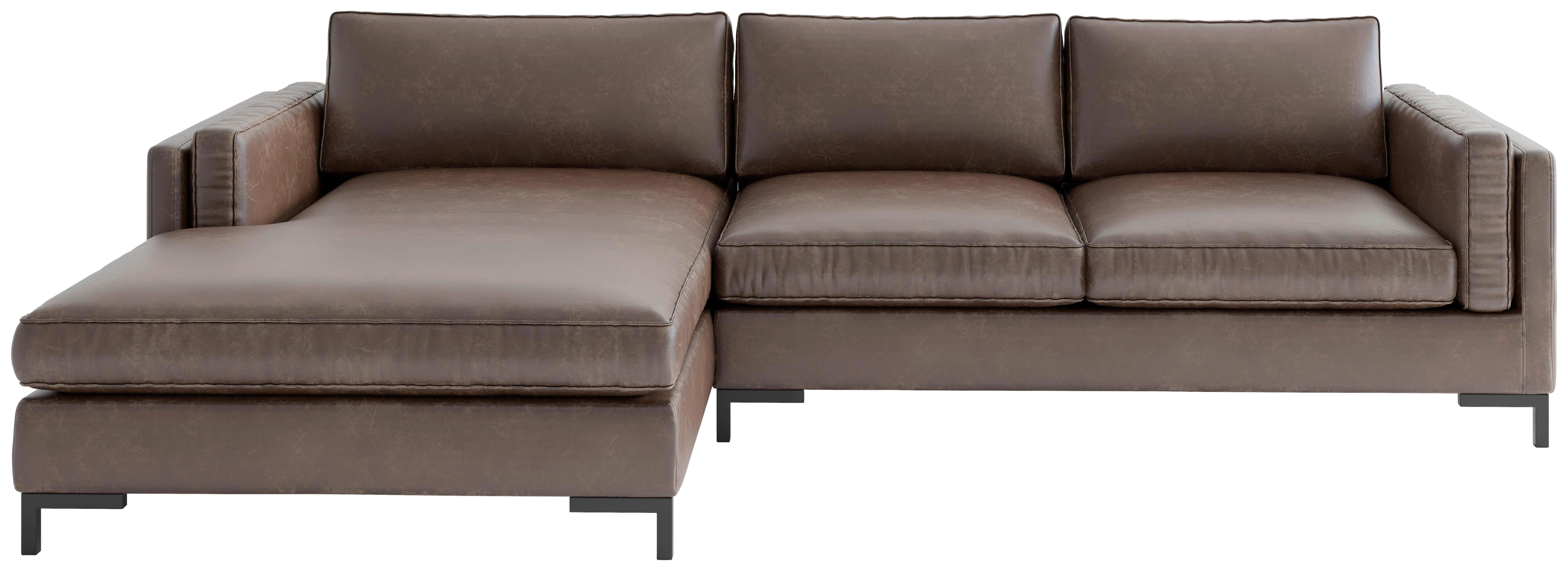 Ecksofa Packo Kastanienfarben S: 160x265 cm - Kastanienfarben/Schwarz, Design, Textil (160/265cm) - Livetastic