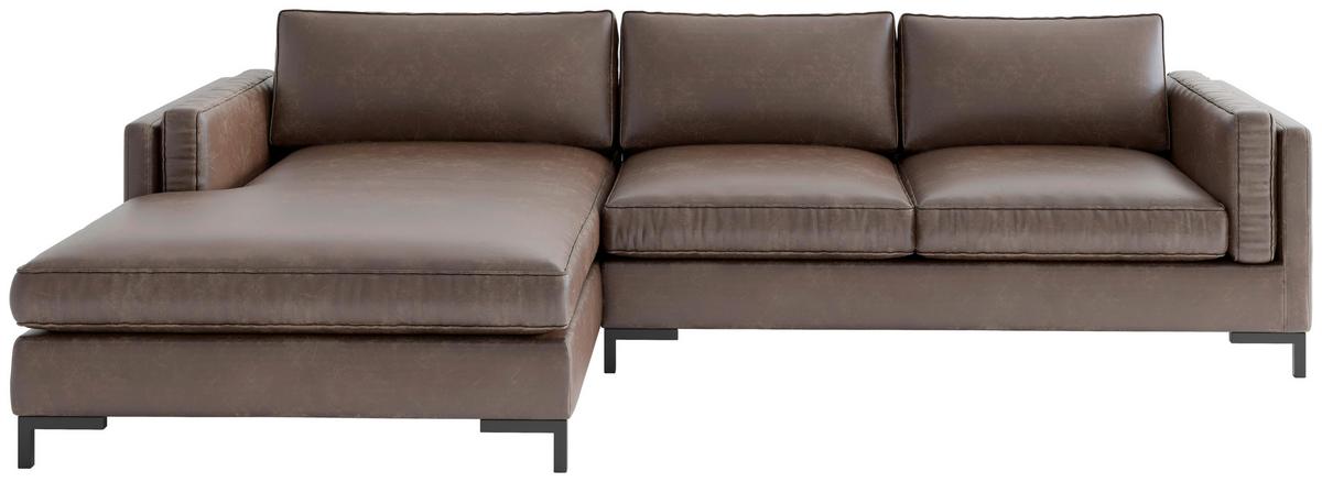 Ecksofa Packo Kastanienfarben S: 160x265 cm - Kastanienfarben/Schwarz, Design, Textil (160/265cm) - Livetastic