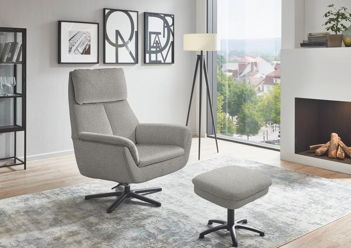 Kreslo NIELS, strieborná, funkcia hojdania - čierna/strieborná, Design, kov/textil (79/108/89cm)
