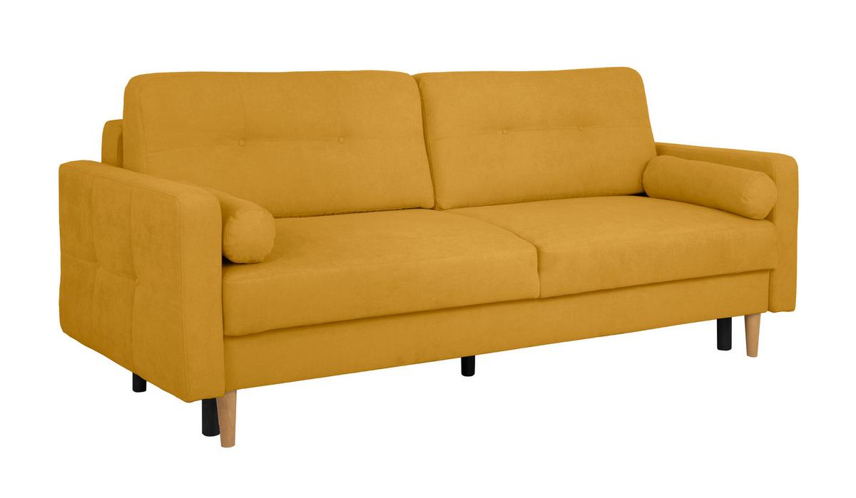 Schlafsofa Noret, Gelb B: 222 Cm - Gelb/Buchefarben, Design, Textil (222/93/99cm) - MID.YOU