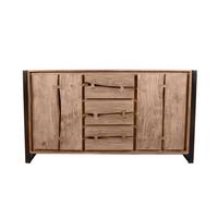 Sideboard Akazie/Schwarz B: 200cm - Schwarz/Naturfarben, Design, Holz/Metall (200/80/40cm) - MID.YOU