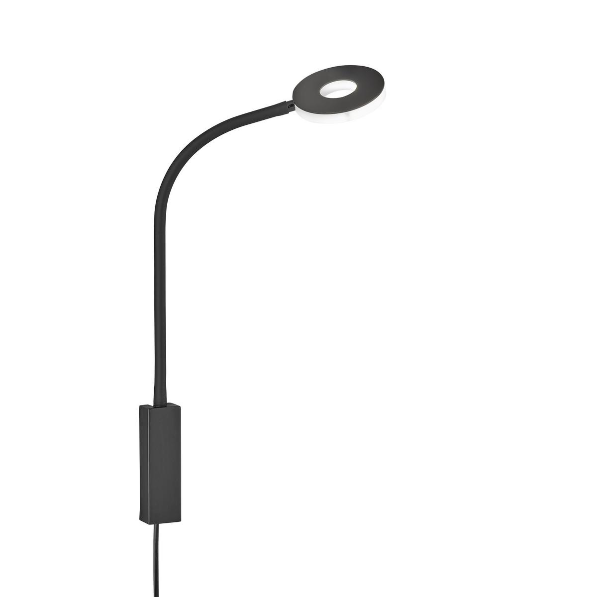 Led-wandleuchte 1-flammig Mit Schnurschalter - Schwarz, Design, Metall (10/15cm) - Fischer & Honsel