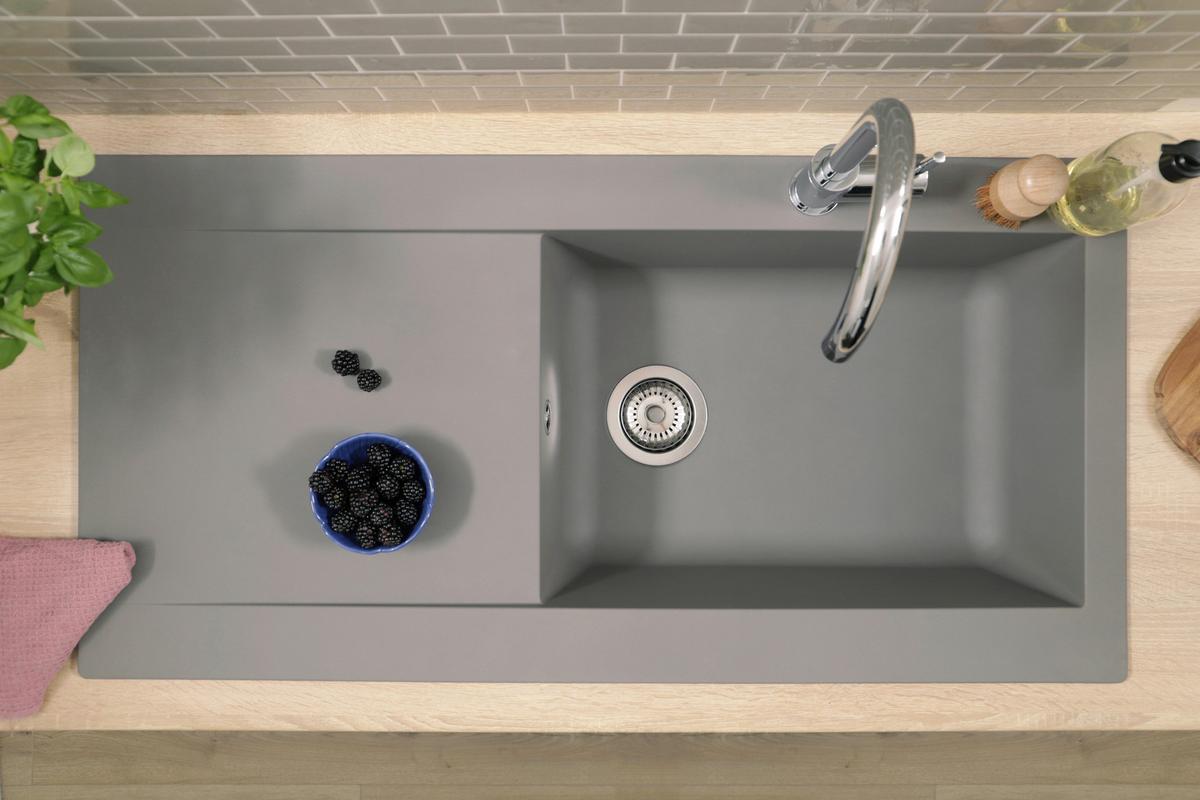 SPÜLE Betongrau B: 100cm - Grau, Trend, Glas/Kunststoff (100/19,8/50cm) - Respekta