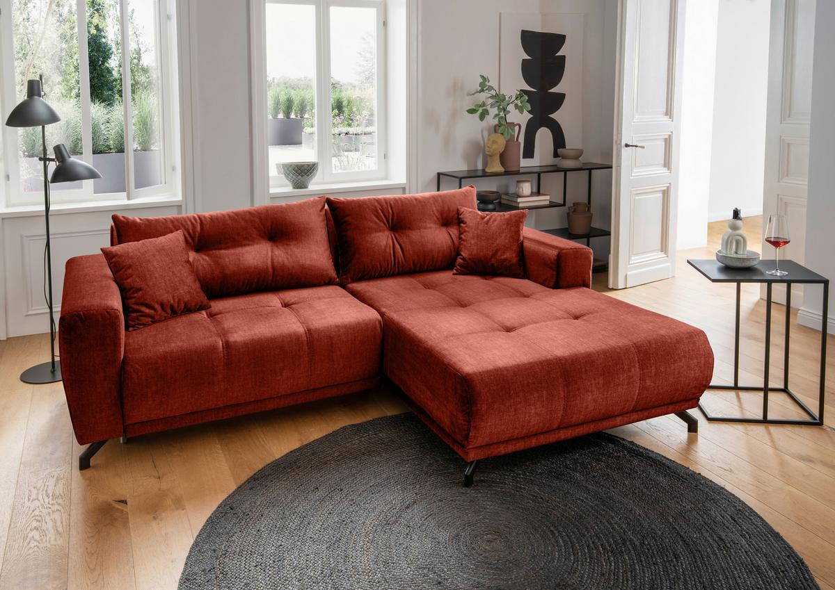 Ecksofa Restao Koralle S: 246x177 cm - Koralle/Schwarz, MODERN, Textil (246/177cm) - MID.YOU