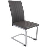 Schwingstuhl Elena Lederlook Grau Gepolstert + Ziernähte - Silberfarben/Grau, KONVENTIONELL, Textil/Metall (42,5/94,5/60cm)