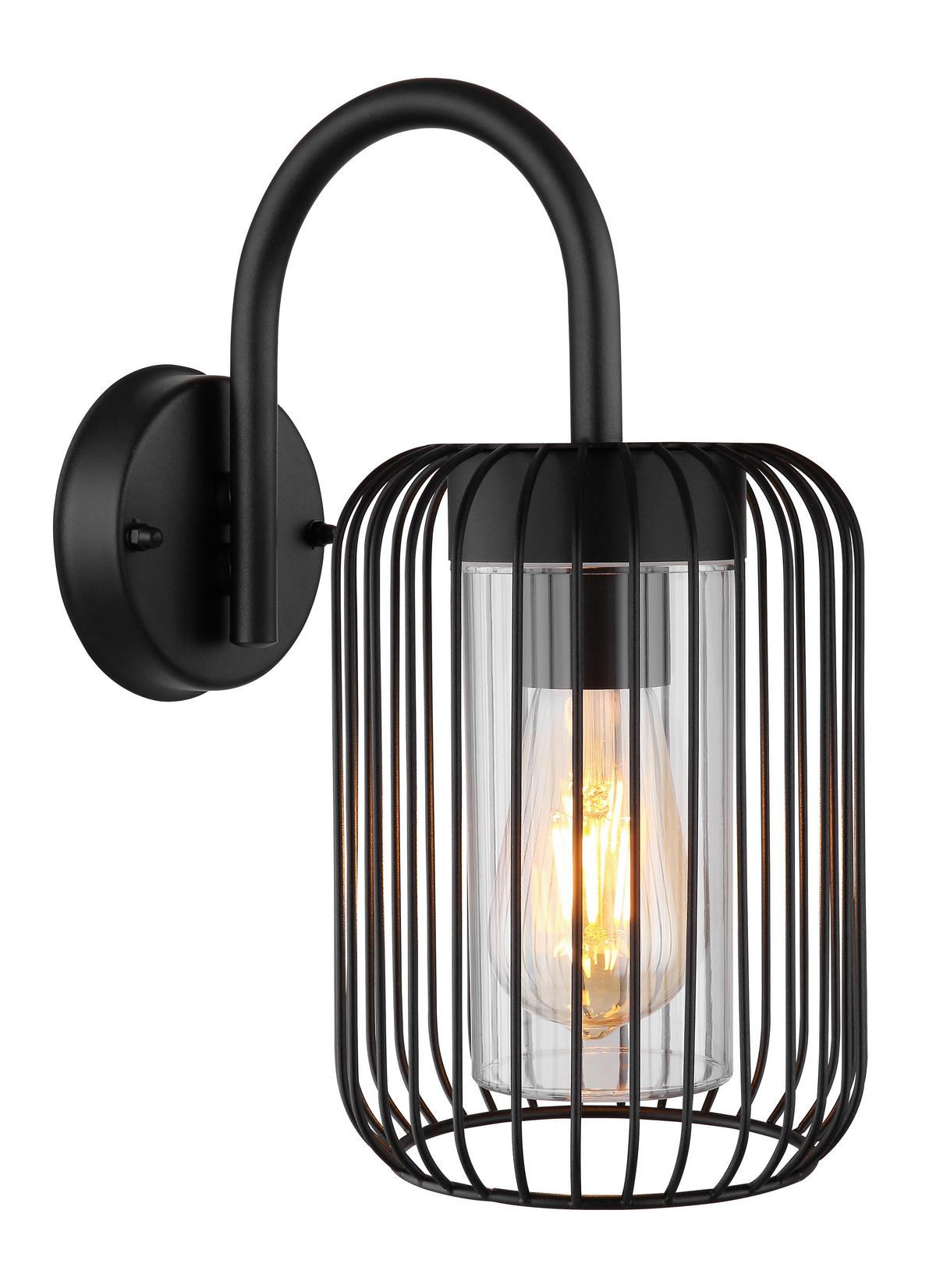 Außenleuchte 31985 Ip44 - Klar/Schwarz, Design, Kunststoff/Metall (16/25/32,5cm) - Globo