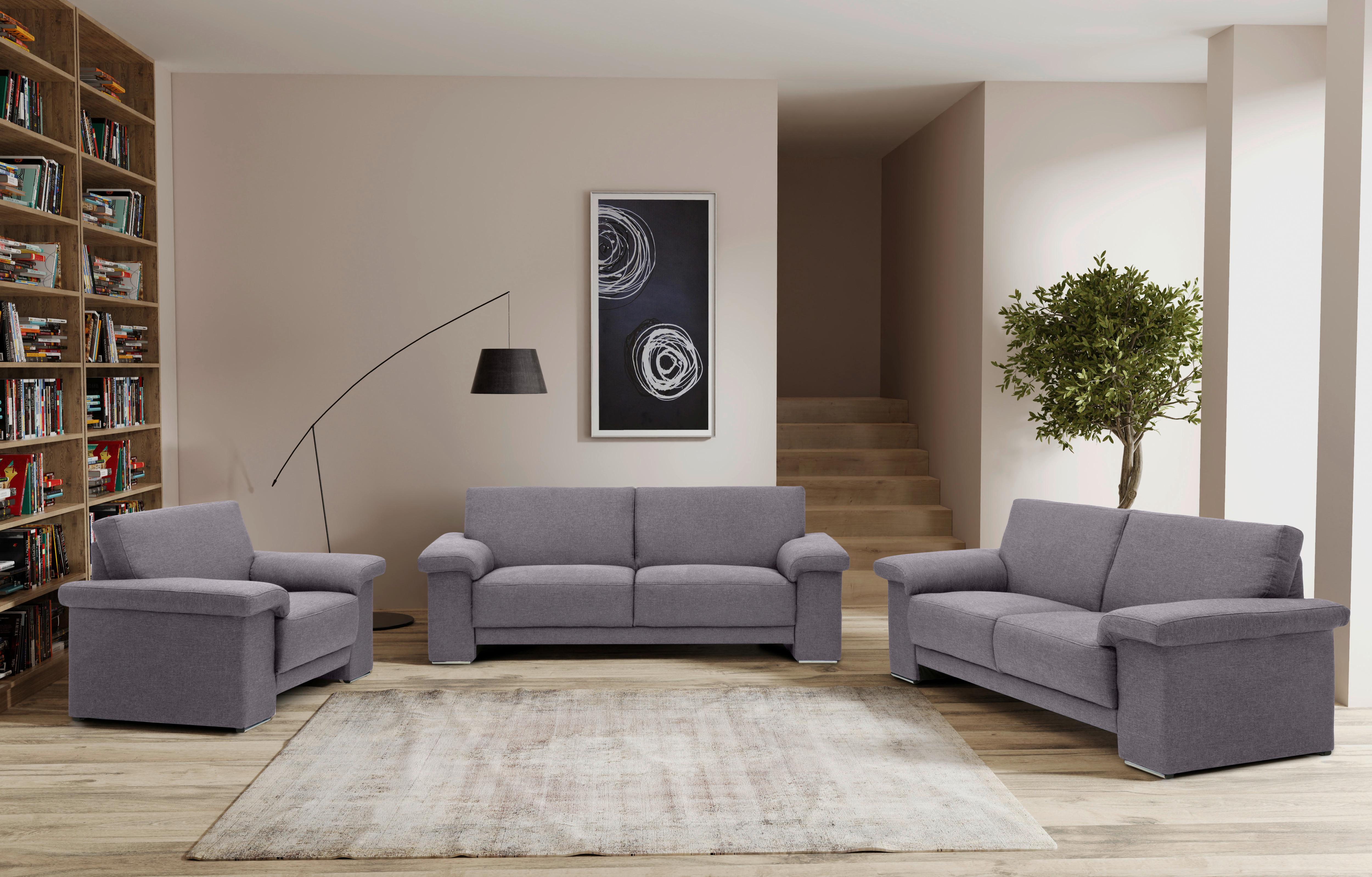 3-Sitzer-Sofa Arizona Armlehnen Silberfarben - Chromfarben/Silberfarben, KONVENTIONELL, Textil (214/84/91cm)