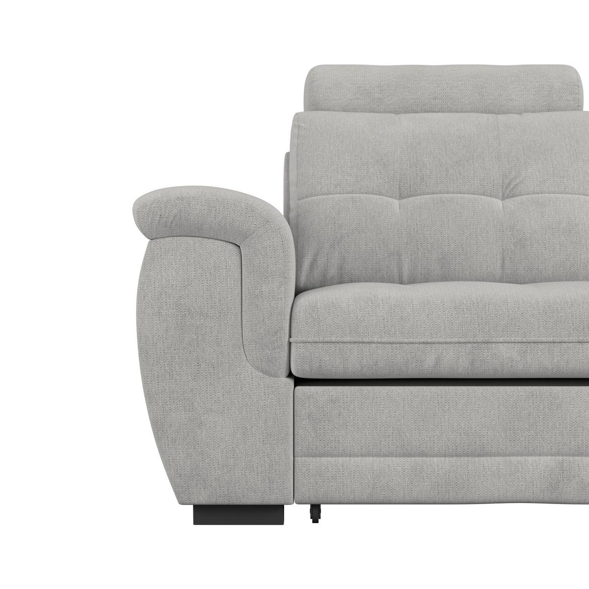 Ecksofa mit Schlaffunktion Falco new Silber 251x183 cm - Silberfarben/Schwarz, KONVENTIONELL, Textil (251/183cm) - Ondega