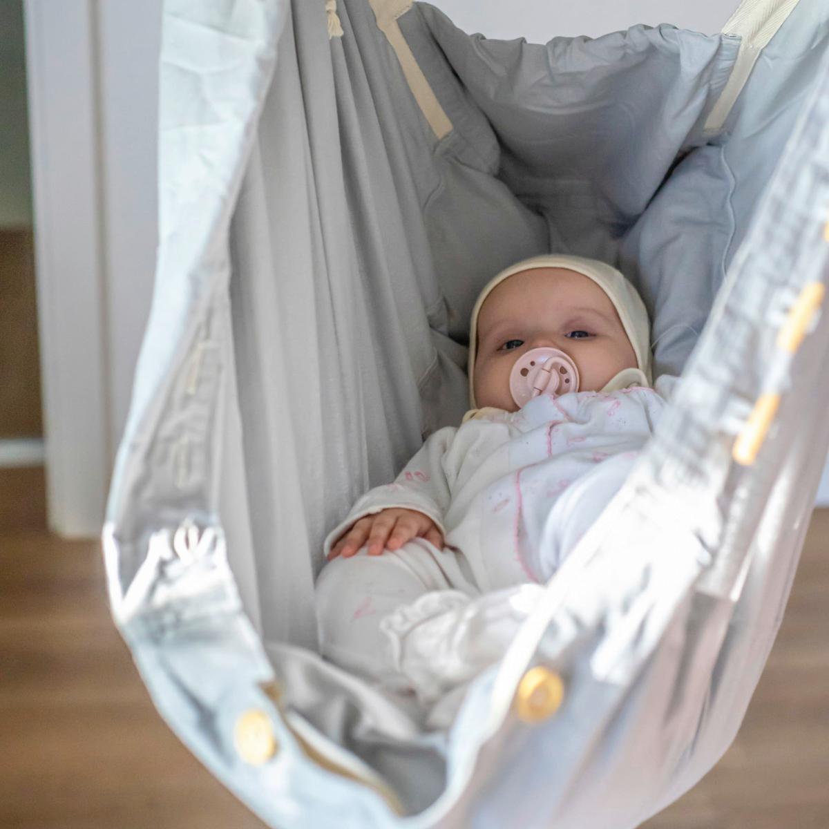 Federwiege Anthrazit/Grau - Anthrazit/Grau, Basics, Kunststoff/Textil (135/194/135cm) - SCHMUSEWOLKE