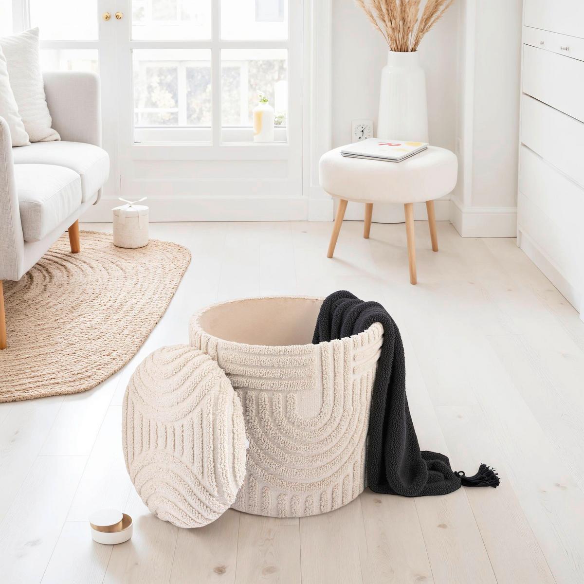 Hocker Beige B: 40cm - Beige, Basics, Textil (40cm) - Livetastic