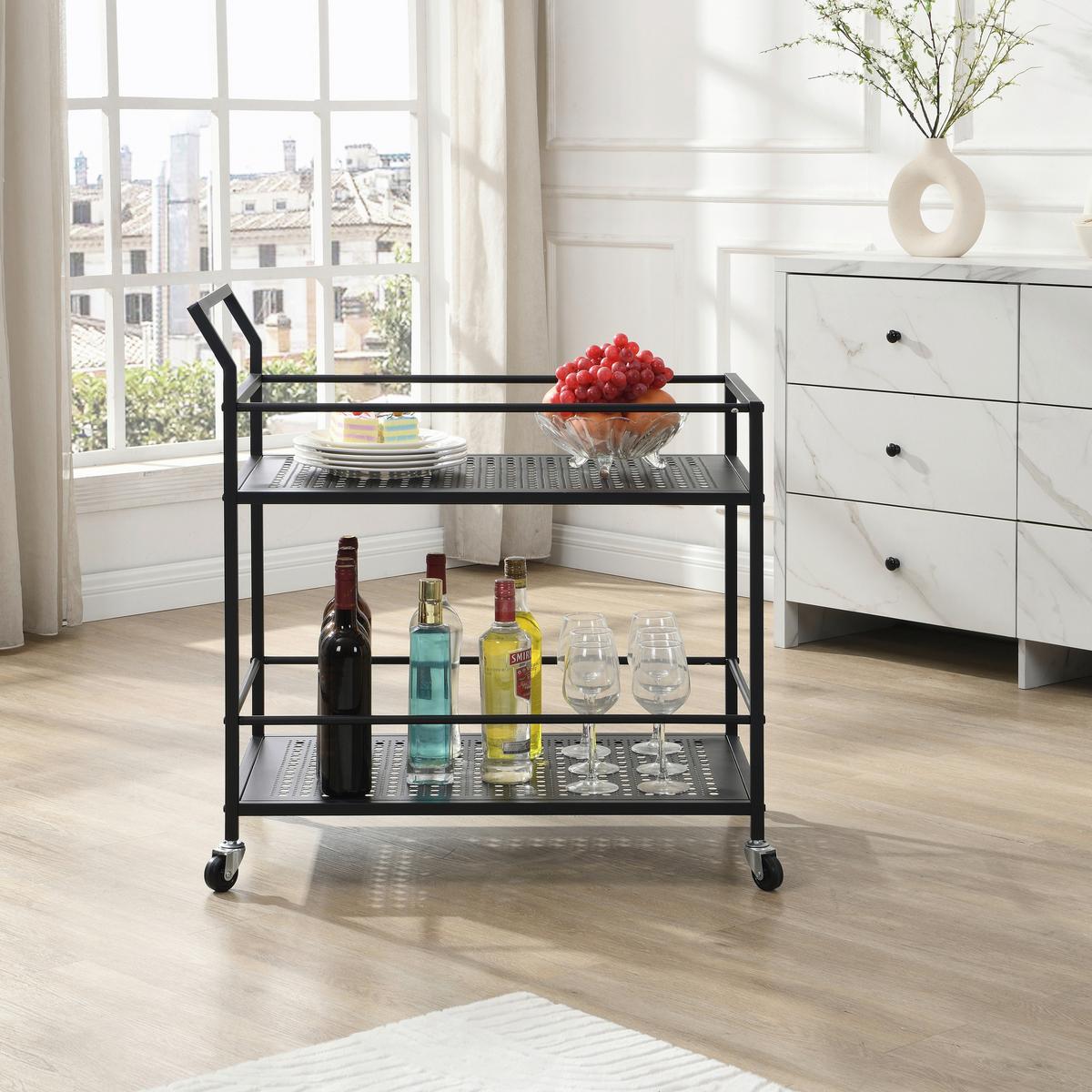 SERVIERWAGEN Schwarz B: 79 cm - Schwarz, Design, Kunststoff/Metall (79/45/83cm) - MID.YOU