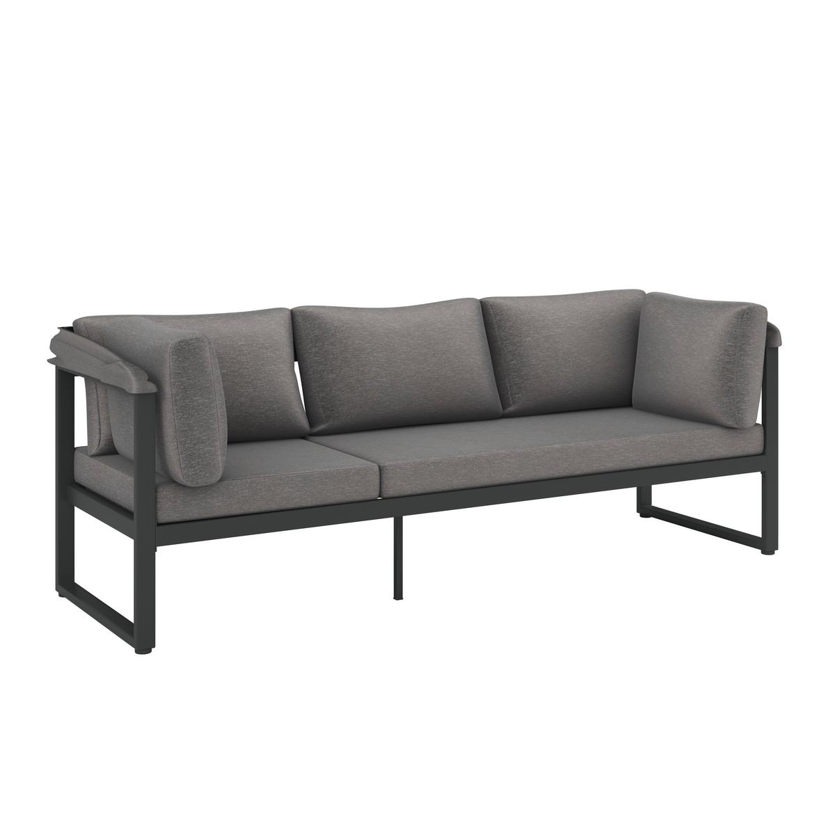 Lounge Garnitúra Lagos - antracit/szürke, Modern, textil/fa - Beldano