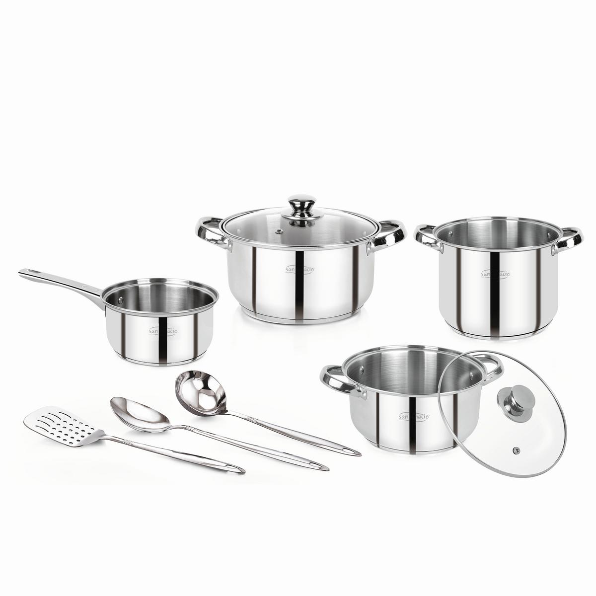 Kochtopfset Edelstahl 9-Teilig - Edelstahlfarben/Silberfarben, Basics, Metall (49/26.5/19cm)