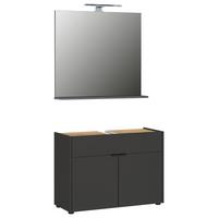 Badezimmer Forano B: 80 cm Graphitfarben Eichefarben - Eichefarben/Schwarz, MODERN, Holzwerkstoff (80/60/34cm) - Germania