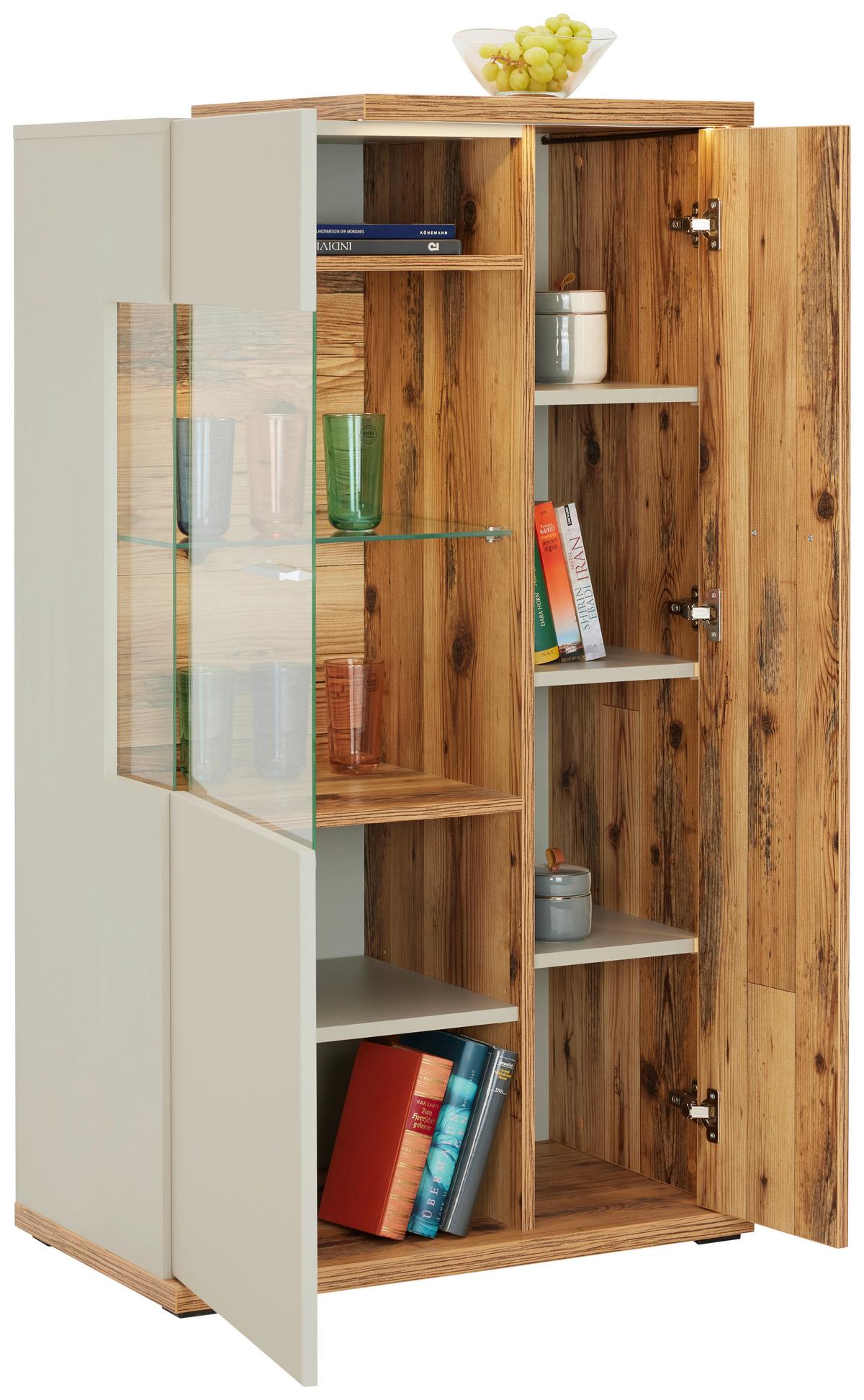 Vitrine Ambiente B: 73,5 Cm Mit Led Alpine Lodge Dekor - MODERN, Glas/Holzwerkstoff (73,5/131,6/43,6cm)
