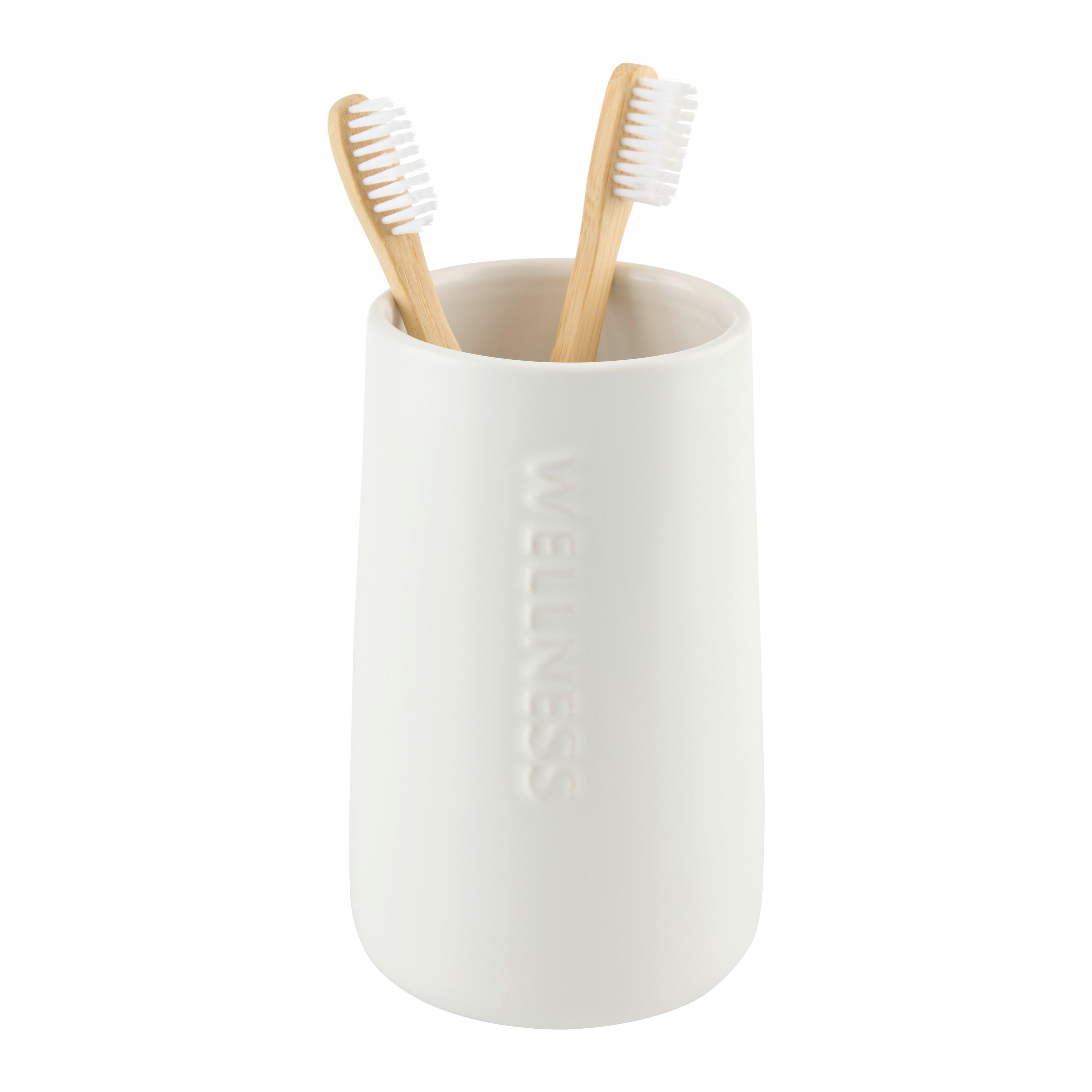 Pohár na zubné kefky EDNA - biela, Modern, plast/keramika (8,5/14,2cm) - Mömax