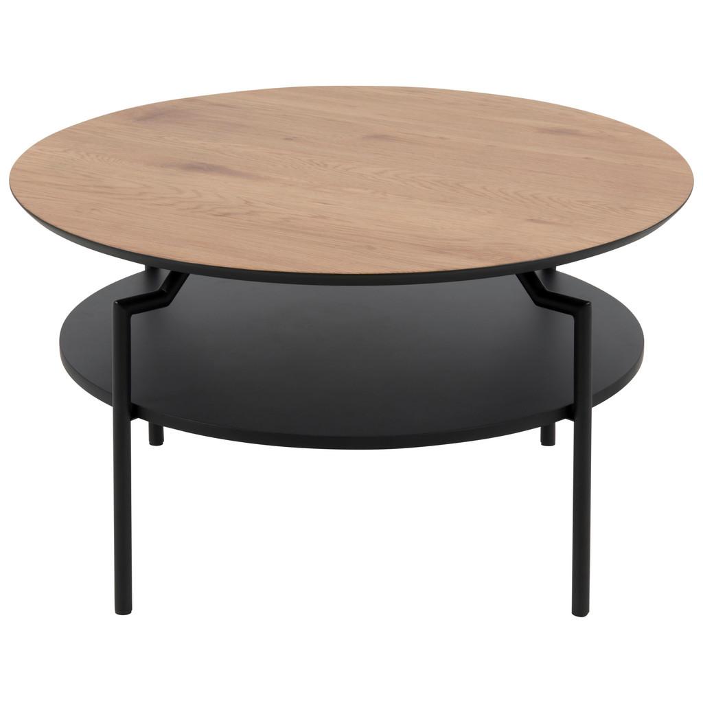 Couchtisch Rund mit Ablagefach Goldington Trend Eiche/Schwarz
