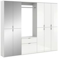 Garderobe Projekt X 4-teilig Weiß B: 213 Cm - Weiß Hochglanz, MODERN, Glas/Holzwerkstoff (213/193/34cm) - MID.YOU