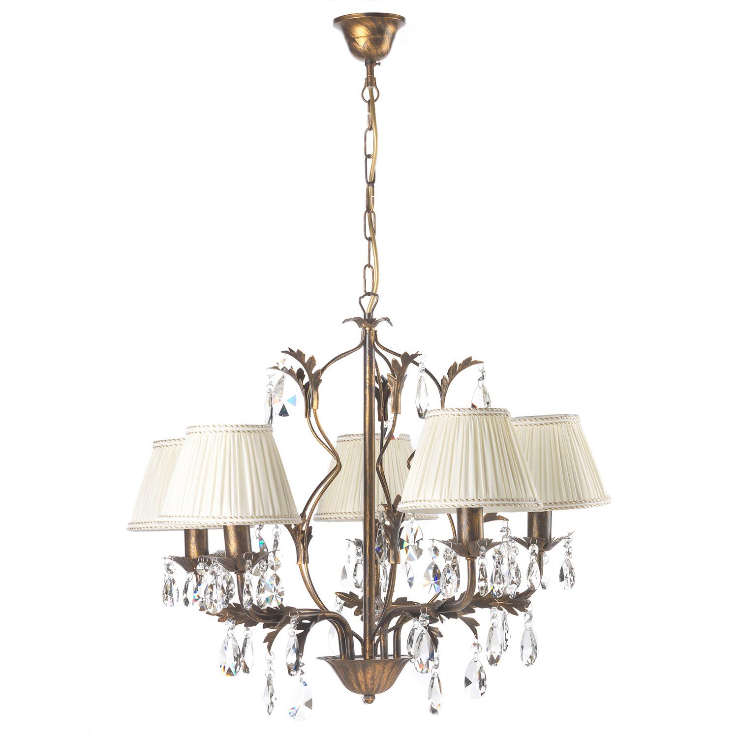 KRISTALL-HÄNGELEUCHTE 4669/5B - Bronzefarben, KONVENTIONELL, Glas/Metall (60/60/105cm)