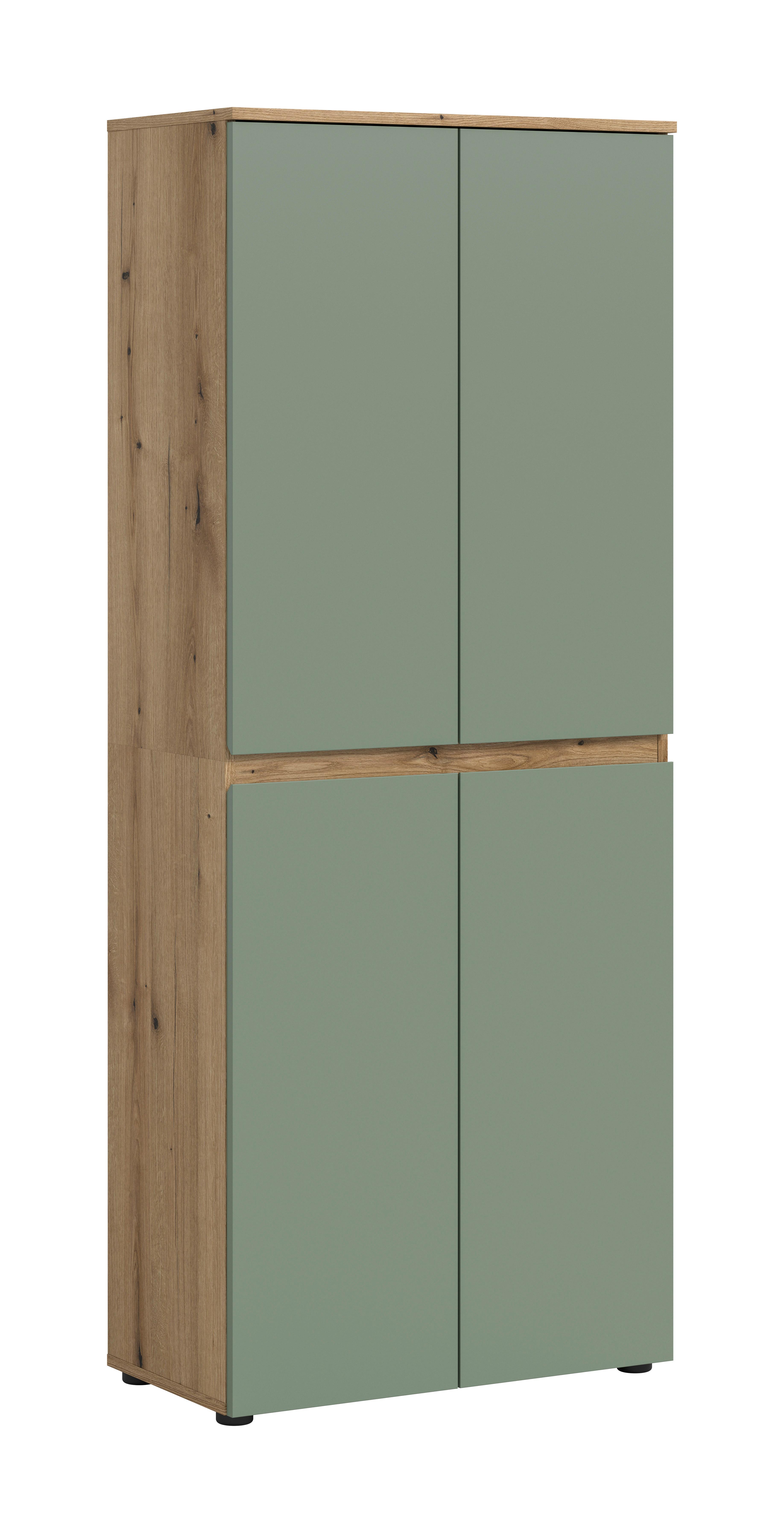 Garderobenschrank Scarpa Eichefarben/graugrün B: 70 Cm - Eichefarben/Schwarz, Design, Holzwerkstoff (70/175/37cm) - Livetastic