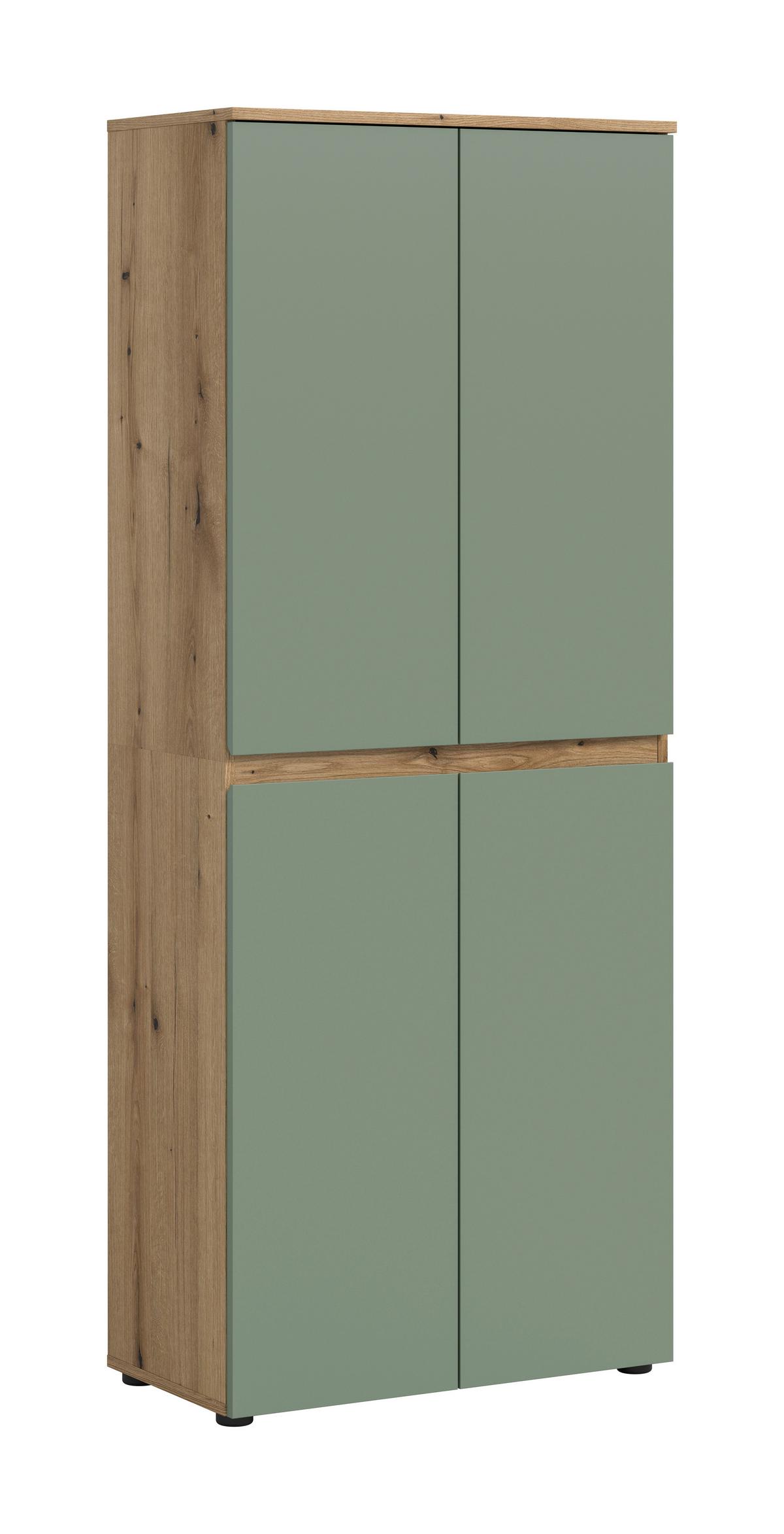Garderobenschrank Scarpa Eichefarben/graugrün B: 70 Cm - Eichefarben/Schwarz, Design, Holzwerkstoff (70/175/37cm) - Livetastic