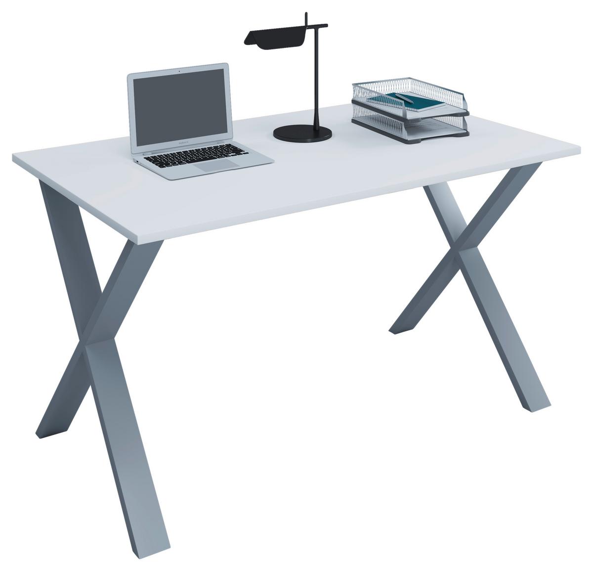 Schreibtisch Lona Silberfarben/weiß B: 80 Cm - Silberfarben/Weiß, MODERN, Holzwerkstoff/Metall (110/80/76cm) - MID.YOU