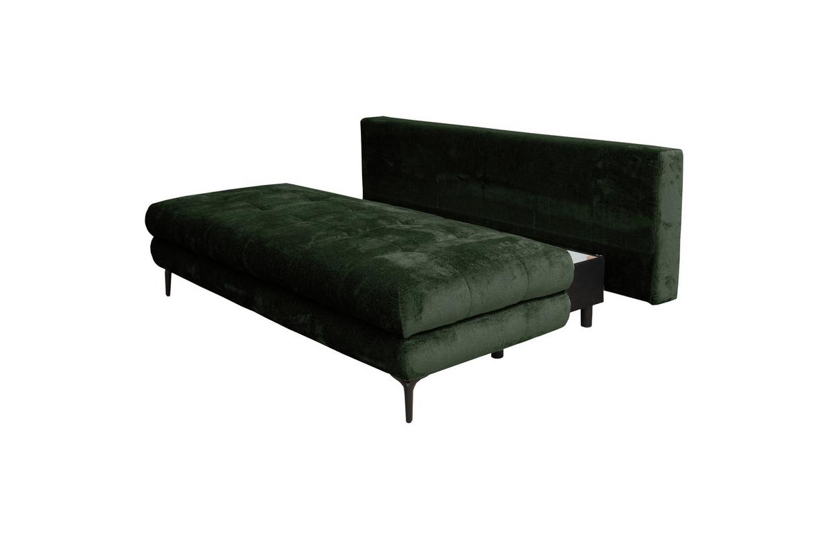 Rozkládací pohovka PERLA, tmavě zelený velur - černá/tmavě zelená, Konvenční, kov/textil (203/94/96cm)