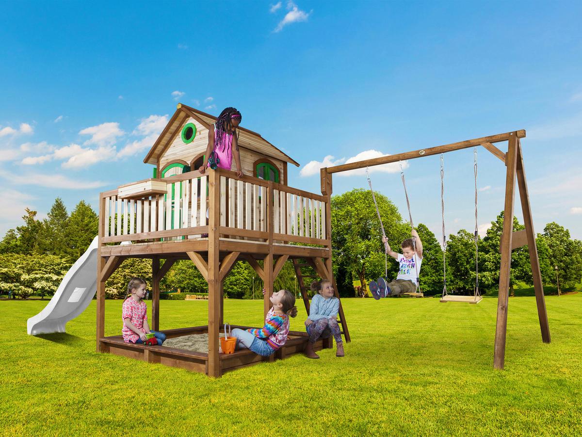 Spielturm A030.153.90 - Weiß/Braun, KONVENTIONELL, Holz (613/291/277cm) - Ambia Garden