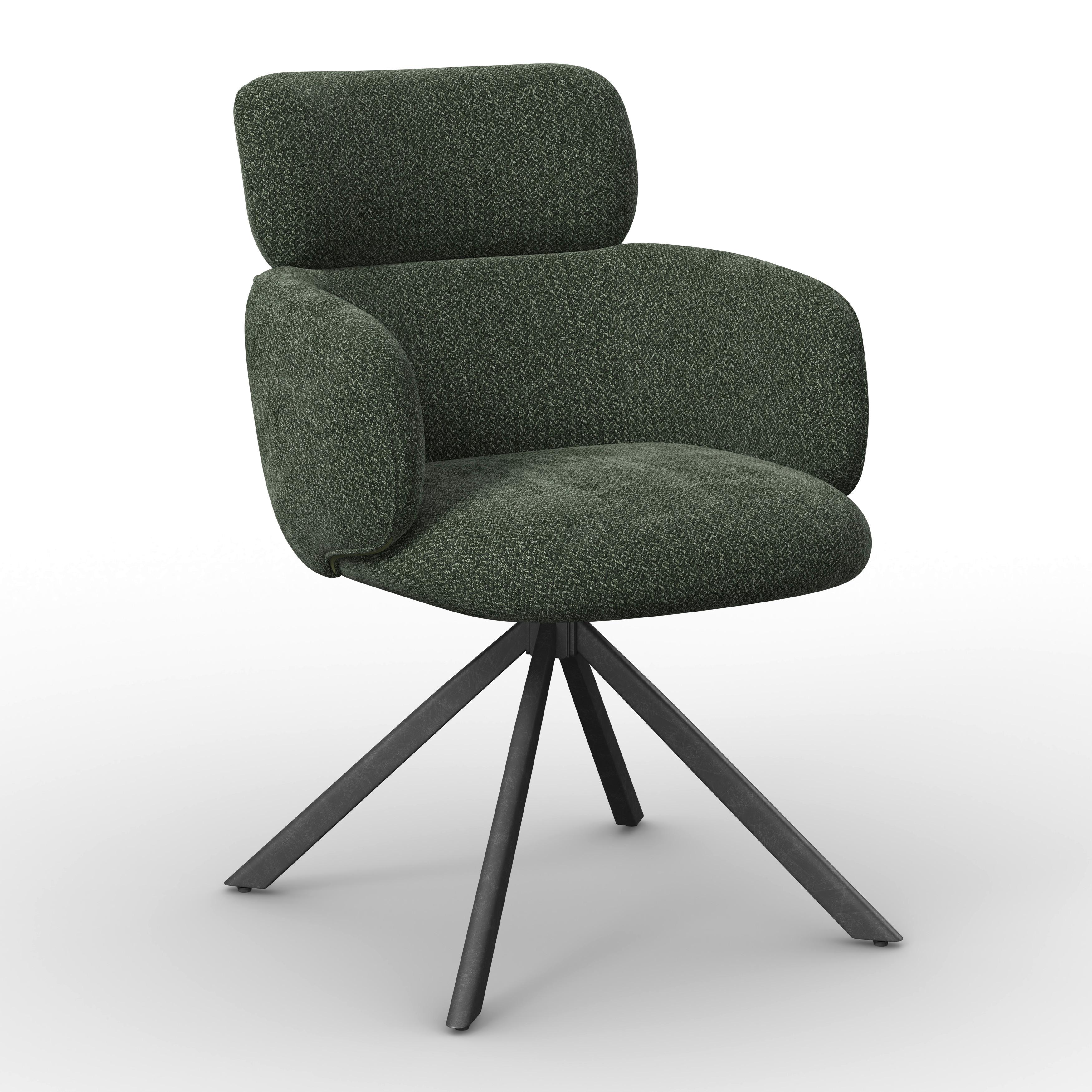 ŽIDLE S PODRUČKAMI LIORA - černá/zelená, Moderní, kov/textil (57,5/84/61cm) - Bessagi Home