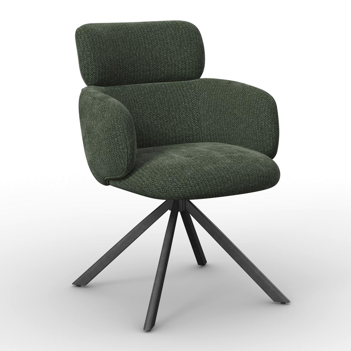 ŽIDLE S PODRUČKAMI LIORA - černá/zelená, Moderní, kov/textil (57,5/84/61cm) - Bessagi Home