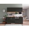 Küchenzeile Economy mit Geräten 195 cm Grau/Eiche Dekor Modern - Eichefarben/Grau, Basics, Holzwerkstoff (195cm) - Respekta