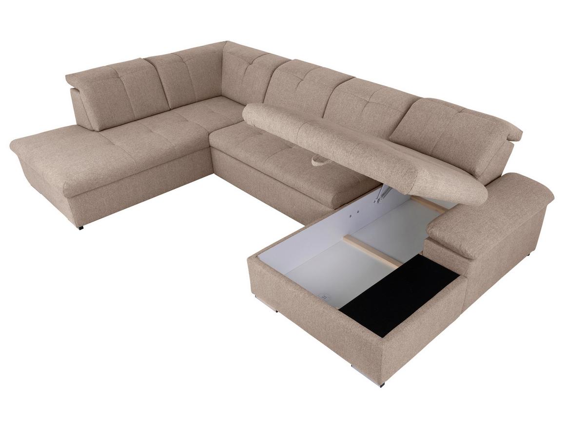 Wohnlandschaft Ramzes Hellbraun U: 215x328x173 cm - Hellbraun/Grau, Design, Textil (215/328/173cm) - MID.YOU