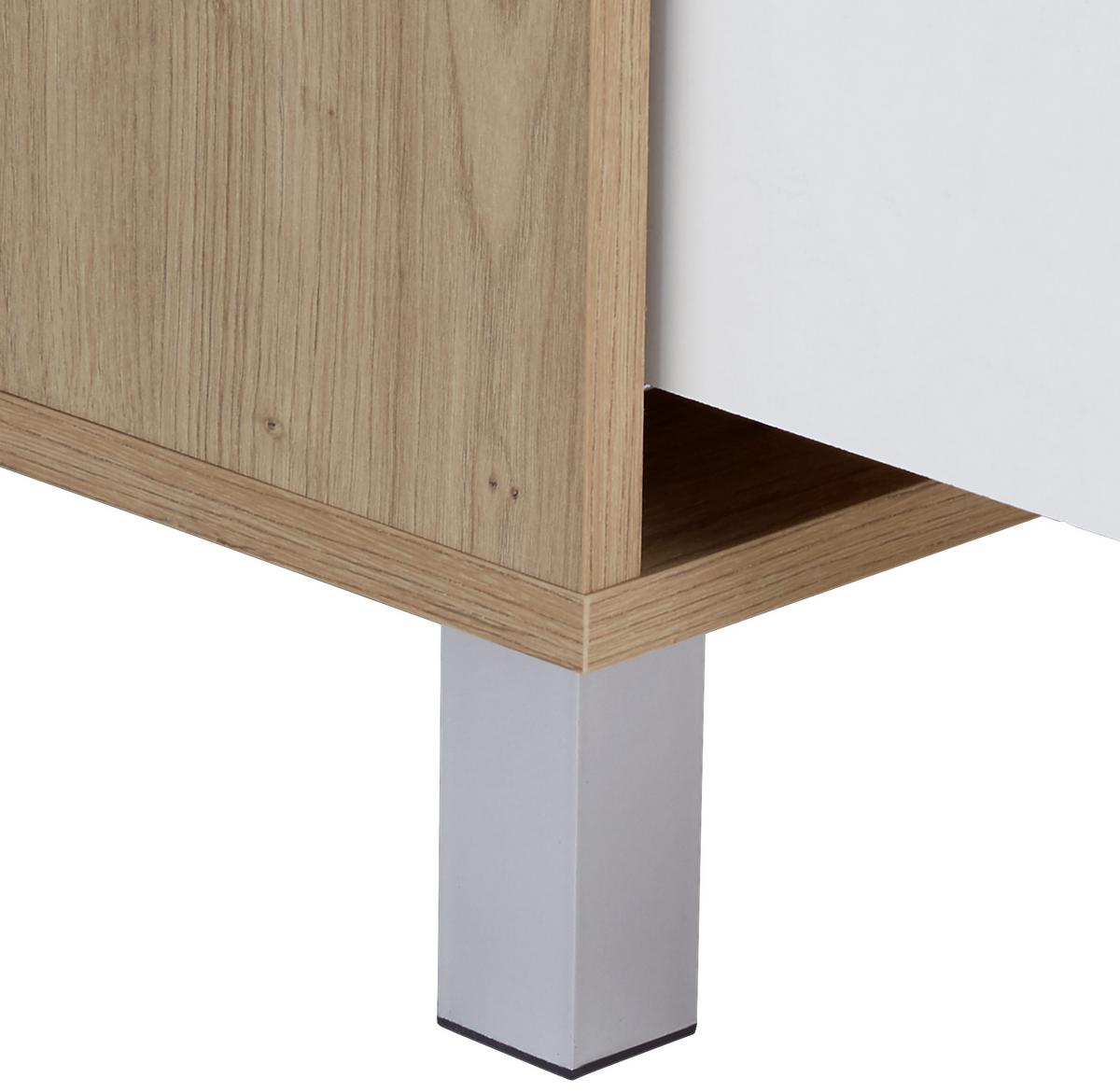 Nachtkästchen Eiche Dekor/weiß H: 37 Cm Box - Eichefarben/Alufarben, MODERN, Holzwerkstoff (50/37/50cm) - Ondega