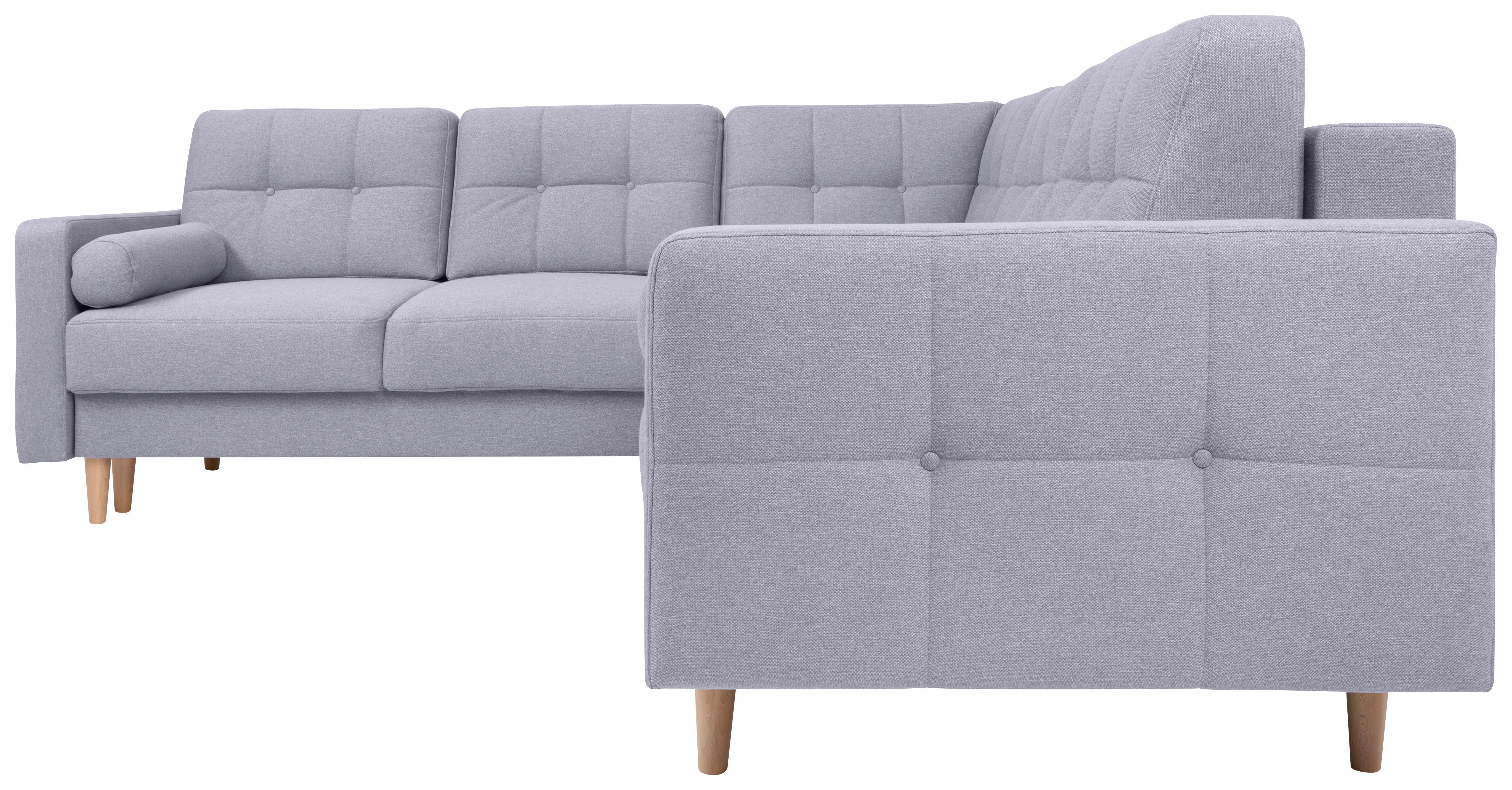 Eckschlafsofa Noret Graublau S: 242/242 cm - Eiche Wotan/Hellgrau, KONVENTIONELL, Textil (242/242cm) - MID.YOU
