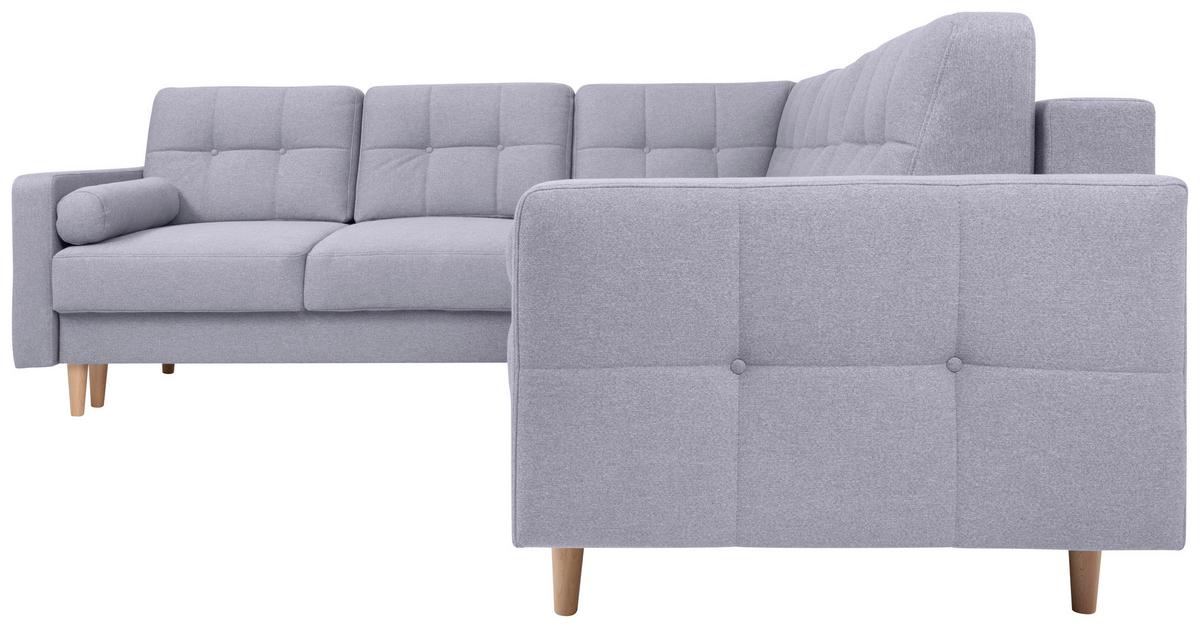 Eckschlafsofa Noret Graublau S: 242/242 cm - Eiche Wotan/Hellgrau, KONVENTIONELL, Textil (242/242cm) - MID.YOU