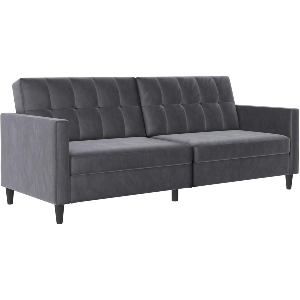 Schlafsofa Hannover Anthrazit, mit Schlaffunktion - Anthrazit/Schwarz, Basics, Textil (203/82/83cm) - Livetastic